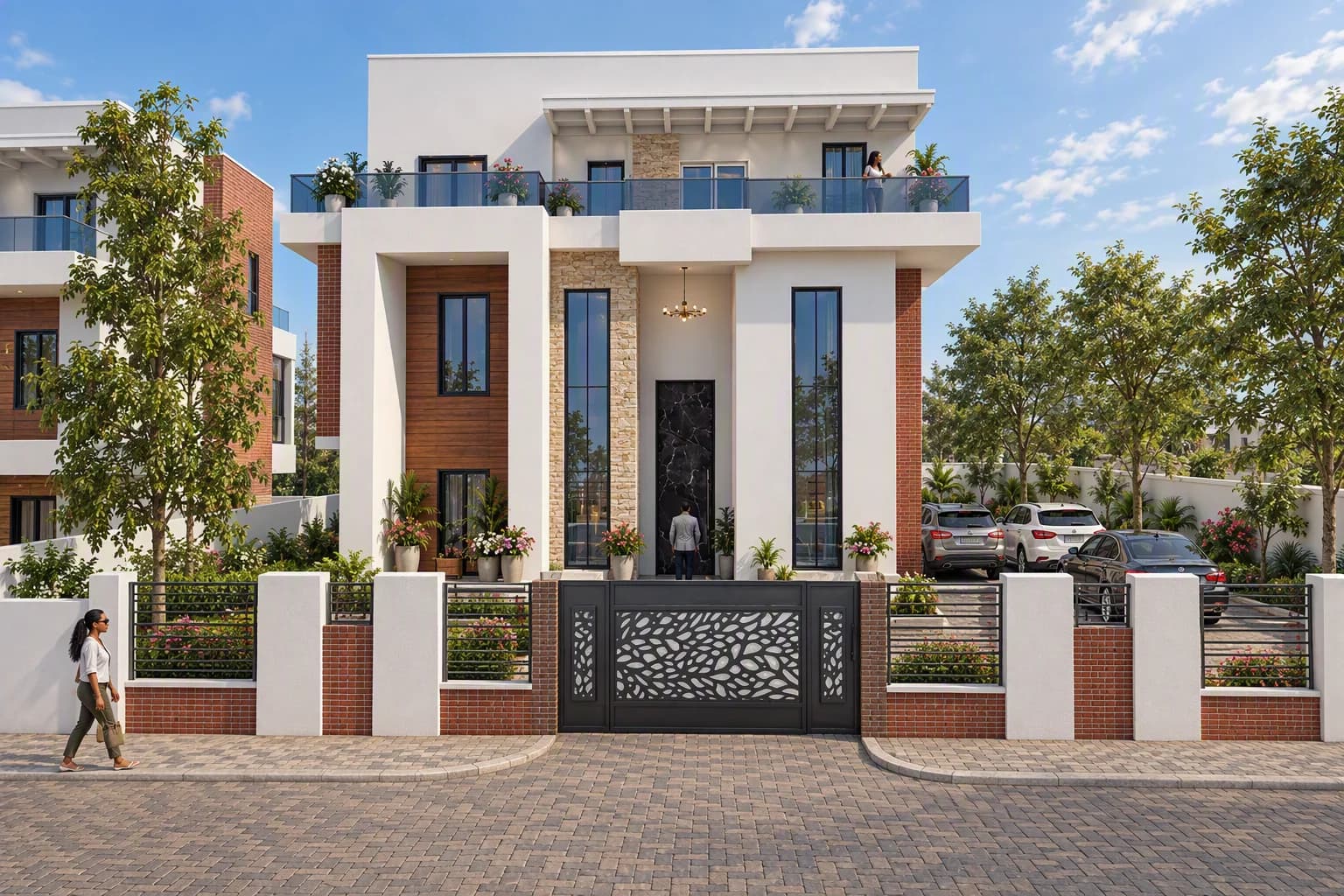 Contemporary residential exterior rendering