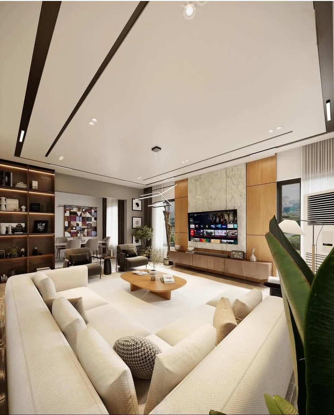 Contemporary living room interior rendering