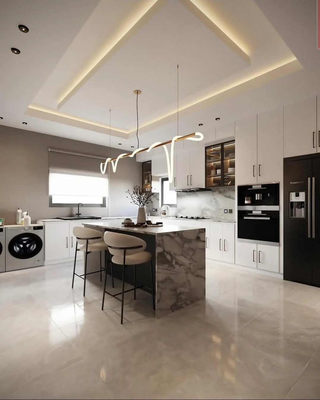 Contemporary kitchen interior rendering