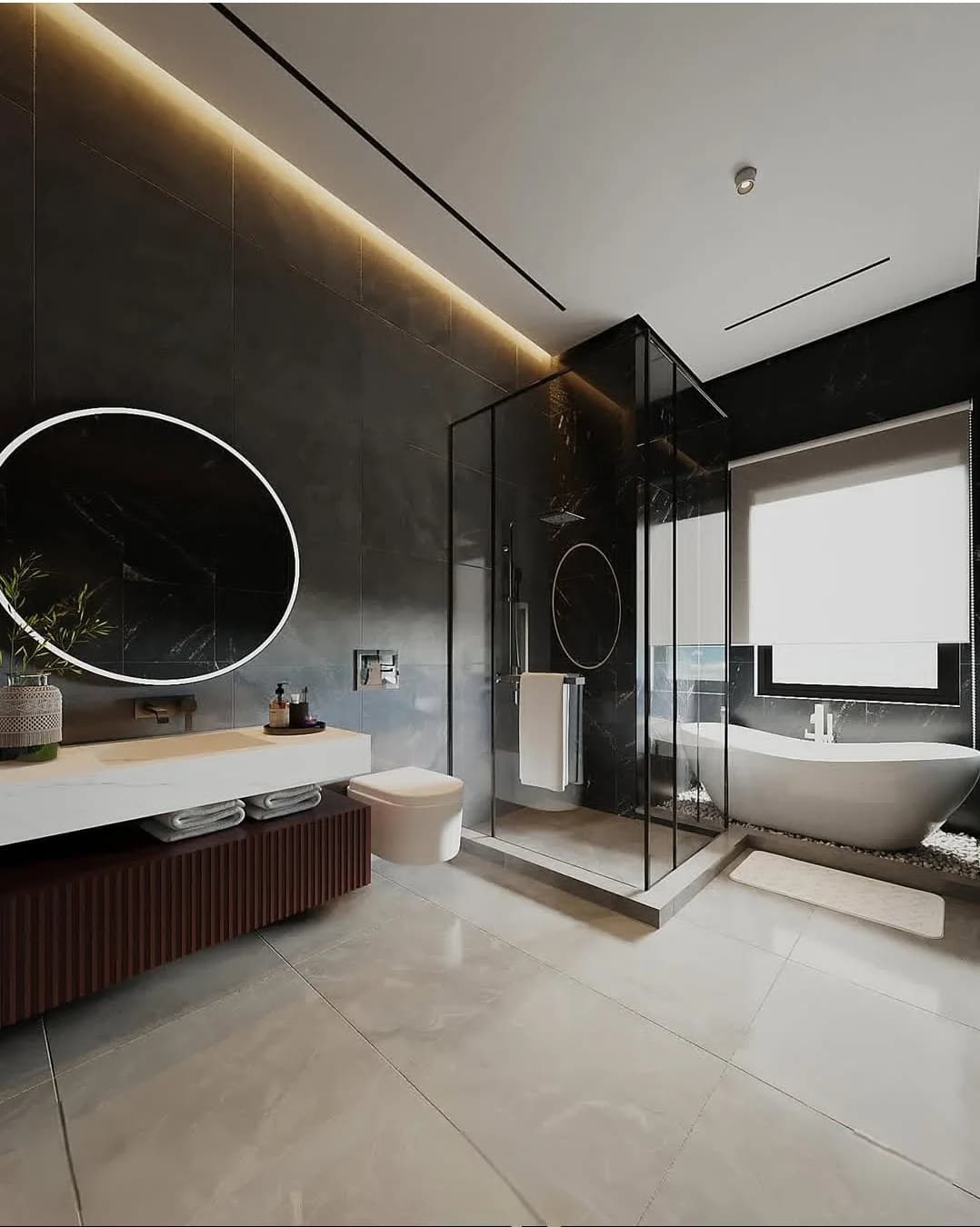Contemporary bathroom interior rendering